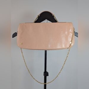 Vintage Liz Claiborne East West Shoulder Bag 100% Buffalo Leather Peach 90s Y2k